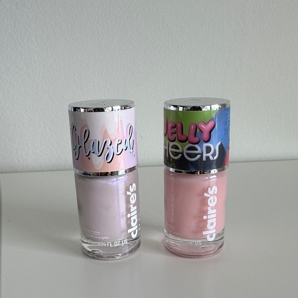 Claire's Glazed & Jelly Cheers Nail Polish Duo - Soft Pink and Lavender